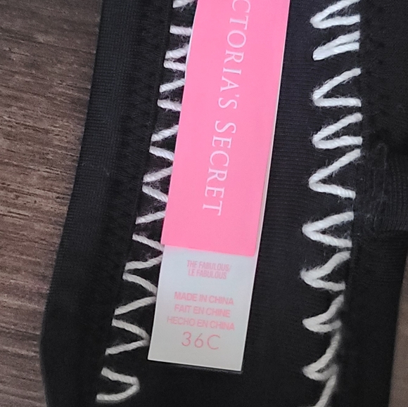 Victoria's Secret New Black Bikini Swim Top With Crochet Accents, 36C - Picture 5 of 5